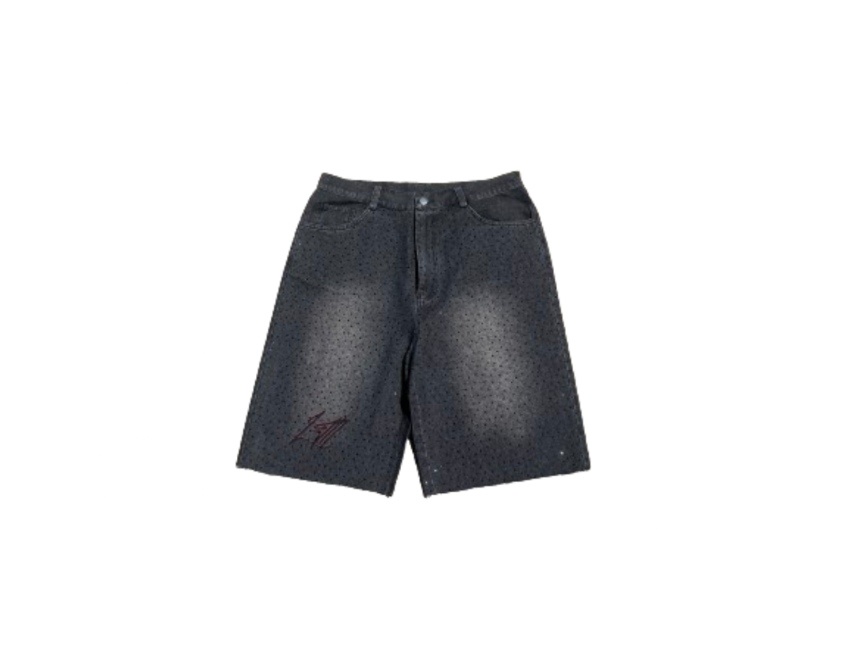 パンツ NoREMID RIGIT BAGGY JORTS-BLACK Hesaco Jorts for Men - Y2k Jorts Baggy Jorts Distressed Jeans